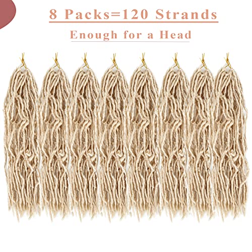 Blonde Faux Locs Crochet Hair 12 Inch 120Strands 8Packs Goddess Short Soft Locs Crochet Hair For Black Women New Faux Locs Pre Looped Curly Wavy Braiding Hair Extension #TOP3