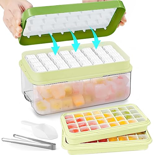 Bandeja para cubitos de hielo con tapa, 64 piezas verde miniatura 1