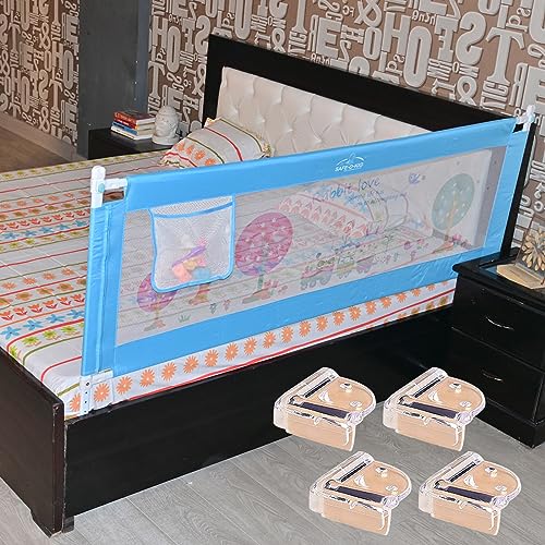 SAFE-O-KID® Fully Foldable Bed Rail Guard- Blue (5FT/152CM), Pack of 3