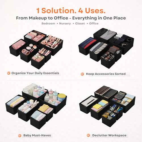 Image of Sopent 6 Pcs Foldable Wardrobe Organizer for Clothes (Black)