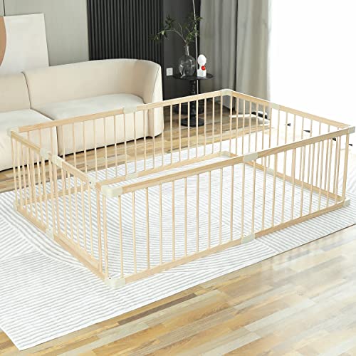 Image of Baby Playpen Play Fence Gate Play Pen Wood Large,Playpens for Babies and Toddlers Kids Indoor,Baby Play Yards Gym