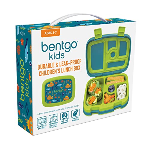 Bentgo® Kids Prints Leak-Proof, 5-Compartment Bento-Style Kids Lunch Box - Ideal Portion Sizes For Ages 3 To 7 - Bpa-Free, Dishwasher Safe, Food-Safe Materials (Submarine) #TOP6
