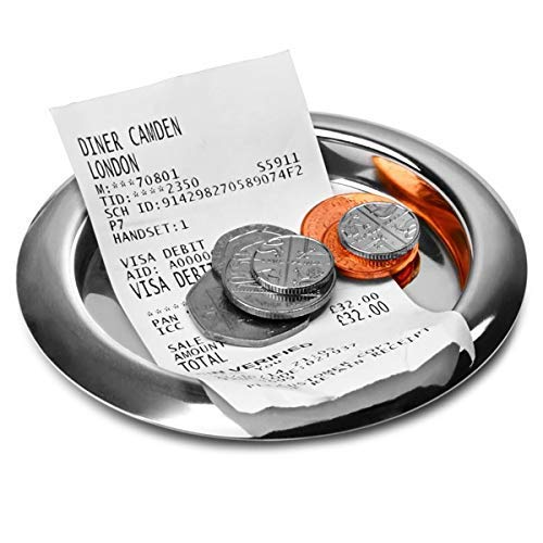 We Can Source It Ltd - Round Stainless Steel Tip Trays 11cm – Durable Bill Presenter with Polished Finish – Ideal for Bars, Restaurants, Hotels – Easy to Clean Serving Tray - Pack of 12