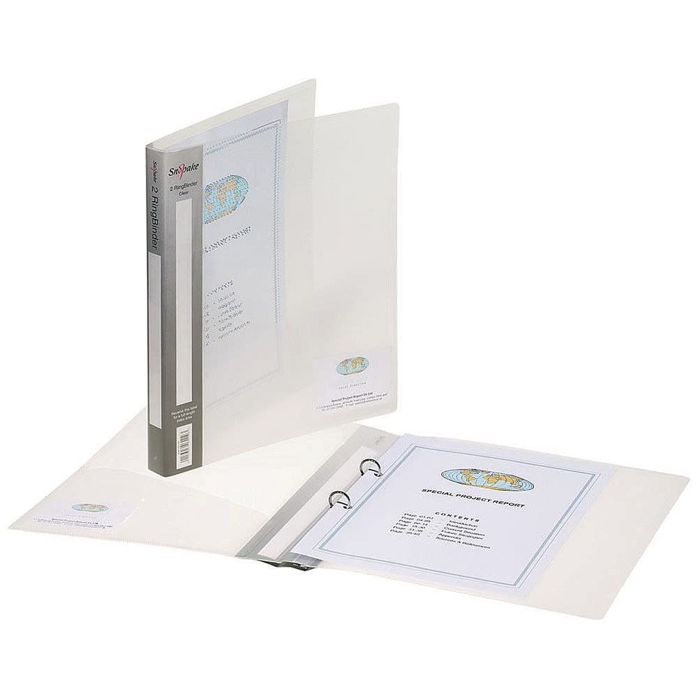 Snopake Superline Ring Binder Polypropylene 2 O-Ring 25mm Size A4 Clear Ref 10183 [Pack 10]