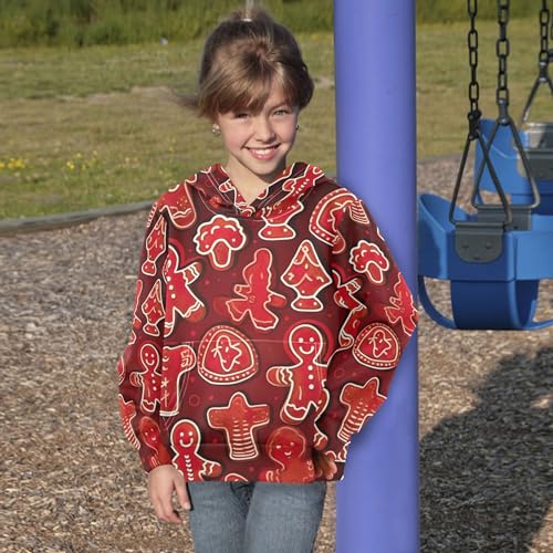 Kids Hoodies Sweaters Christmas Gingerbread Hooded Sweatshirts with Big Pockets for Boys Girls B04000244