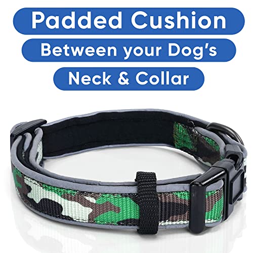 Pawtitas Camouflage Dog Collar Padded Dog Collar Reflective Dog Collar Puppy Collar Training Dog Collar Large Dog Collar / Extra Large Camo Green Dog Collar #TOP5
