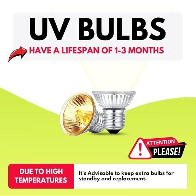 Pets Reptile Turtle UVB Ultraviolet Basking Heat Light Bulb Combo Pack (Set of 1 UV Bulbs, 50 Watt E27) 1