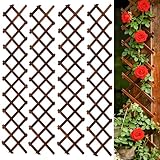 4 Pcs Expandable Garden Trellis, Wooden Lattice Wall Fence Trellis for Climbing...