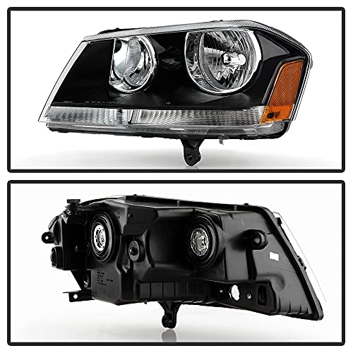 Acanii - For Black 2008-2014 Dodge Avenger Headlights Headlamps Replacement 08-14 Driver + Passenger Side #TOP2