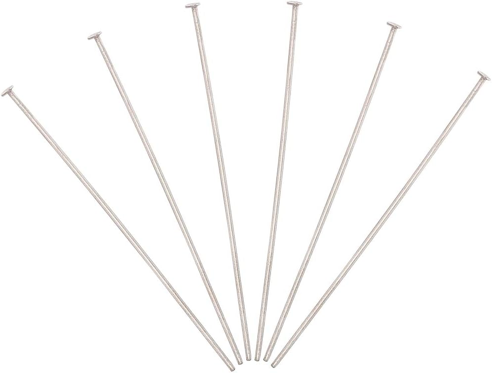 LiQunSweet 500 Pcs 40mm(1.57 inch) Length 304 Stainless Steel Flat Head Pins Metal Headpins for Jewellery Making DIY Findings 0.6mm(22-Gauge)