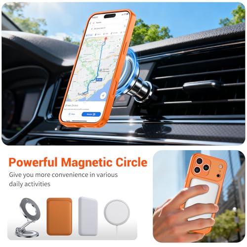 Image of SUPFINE Magnetic for iPhone 17 Pro Max Case Starry Orange | (Compatible with MagSafe)(Military Grade Drop Protection)(Camera Protection)Translucent Matte Phone Cover