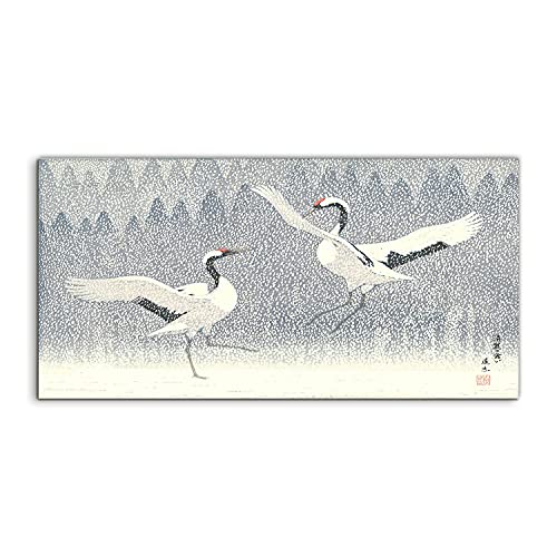 Décoration murale oiseaux du Japon en tableau acrylique 120x60cm pour chambre zen
