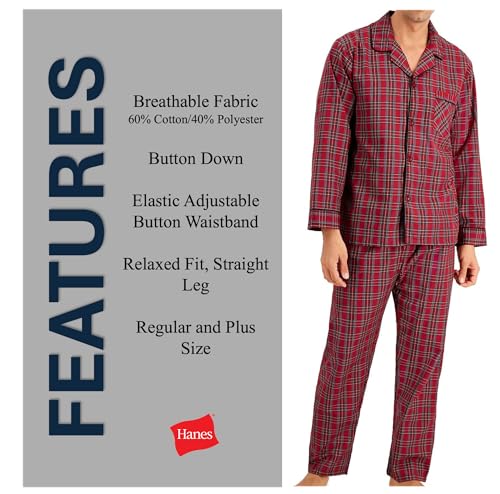 Image of Hanes Men's Woven Plain-Weave Pajama Set