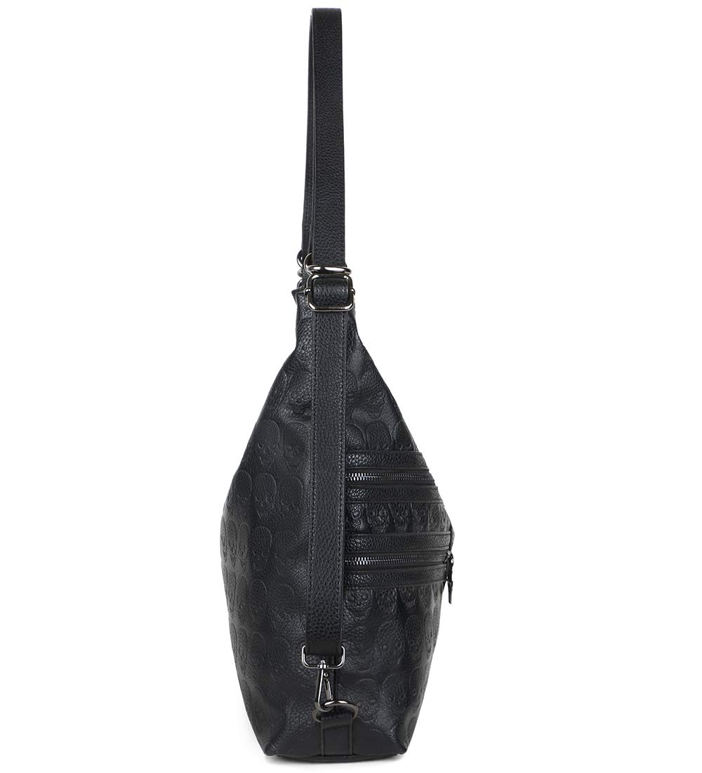 Bolso de mano con impresión para mujer, estilo punk, bolso de mano de gran capacidad, color negro