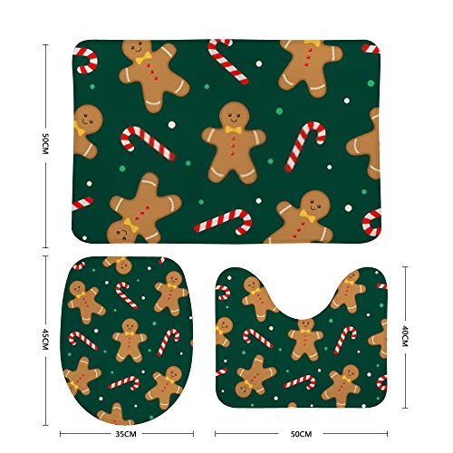 Conjunto de tapetes de banheiro 3 peças de tapetes de gengibre estilo pirulito para banheiro macio e