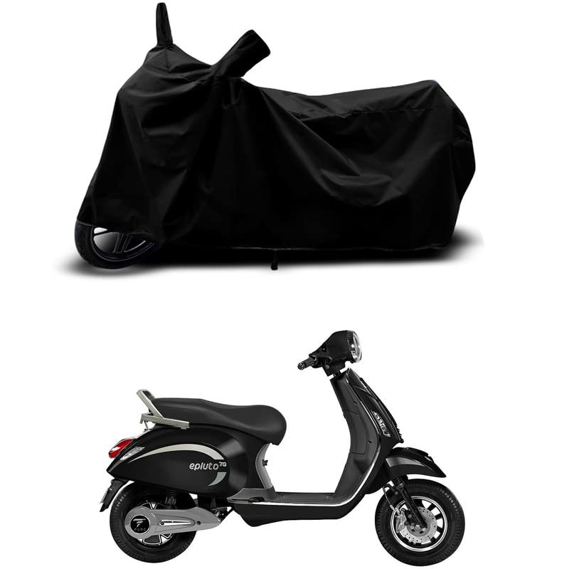 Image of 100% Scratchproof /UV-Rays /Heat Protection /Birds Dropping /Water Resistant /Dust Proof /Waterproof /Full Bike Scooty Two Wheeler Body Cover Compatible for Pure EV Epluto 7G All Varients[Black]