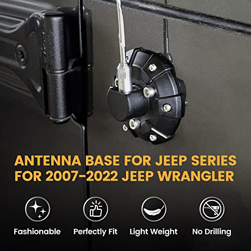 Anina Antenna Base Cover for 2007-2022 Jeep Wrangler JK JKU JL JLU Gladiator JT Steel ABS Antenna Mount Car Aerial Bottom Cover Trim - Thumbnail 2