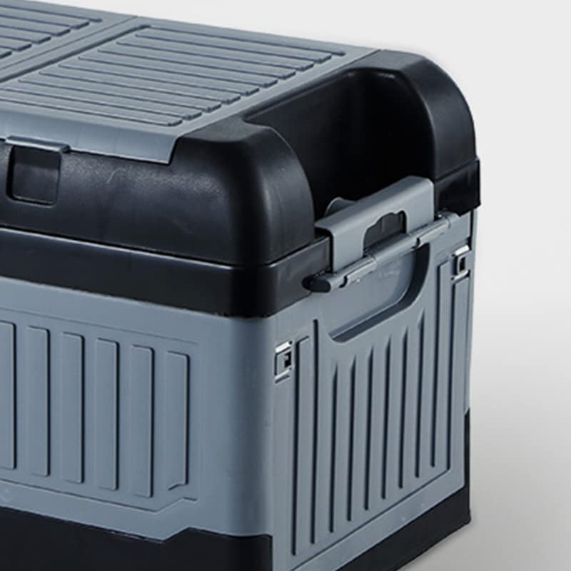Organizador de maletero de coche, caja de almacenamiento plegable para maletero de SUV, baúl de almacenamiento automático de varios compartimentos con 2 tapas, bolsa coche, SUV(gris)