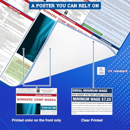 punchman 2pcs 2025 florida state and federal labor poster-english amp spanish 2 version osha workplace compliant postingmandatory regulations employee labor posters florida23634x36634 uv laminated
