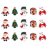 rosenice Weihnachtsschmuck Kunstharz Schneemann Santa Claus Weihnachtsbaum Zuckerstange Miniatur Ornaments Dekoration DIY Zubehör – 15 Teile