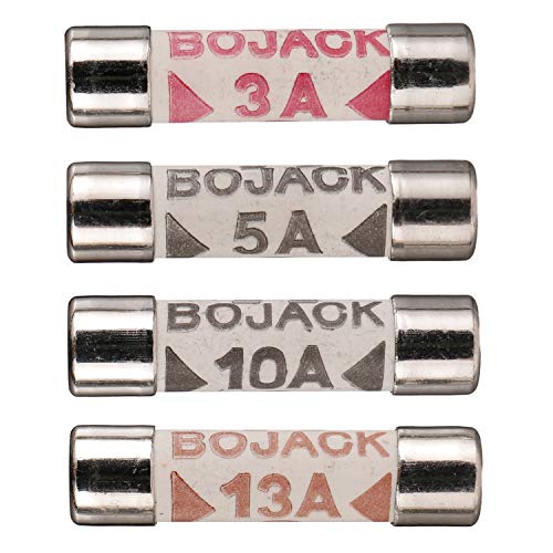 BOJACK 4 Values 64 pcs 3 5 10 13 A amp 240 V Volt Household Mains Plug Fuse 6.3x25 mm 0.25x1Inch BS1362 Ceramic Tube Cartridge Fuses Assortment Kit packag in a Clear Plastic Box - Image 3