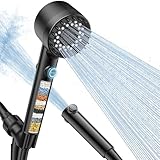FEELSO Filtered Shower Head with Handheld, High Pressure 4 Spray Showerhead with Filters & Upgraded Anti-clog Nozzles for Hard Water -Remove Chlorine, Reduce Dry Itchy Skin -ON/OFF Switch for Pet Bath