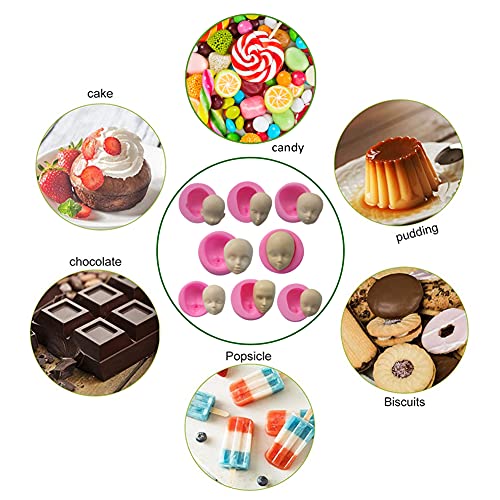 Wyd 8Pcs Baby Face Silicone Molds Baking Tools Handmade Polymer Clay Molds Sugarcraft Chocolate Mold #TOP7