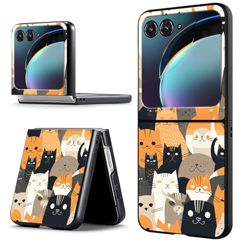 ACWDMKH for Motorola Moto Razr Plus 2024 Case,for Moto Razr 50 Ultra Case Cute Slim Hard PC Thin Anti-Scratches Shockproof Protective Phone Cover for Motorola 50 Ultra,Cat Family