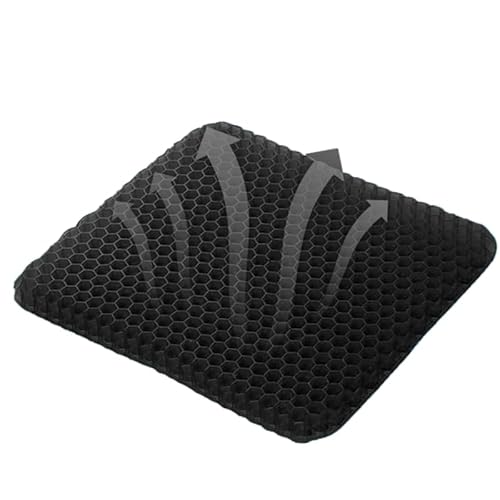 RIXI Large Gel Seat Cushion for Long Sitting – Orthopaedic Honeycomb Support Pad for Coccyx, Back, Hip Pain – Office Chair, Car Seat, Wheelchair, Home Use(Black without cover)