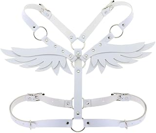 Women Leather Body Bra Chest Harness Belt Adjustable Gothic Punk Angel Wings Waist Harness