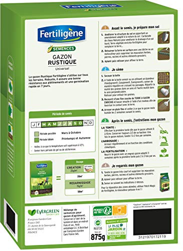 FERTILIGENE RUST35 - Semences Gazon Rustique Universel 875 g - Premières pousses en 1 semaine - Résiste aux piétinements - Pour tous types de terrains - Pour 35 m² de création et 58 m² de regarnissage – vue 2