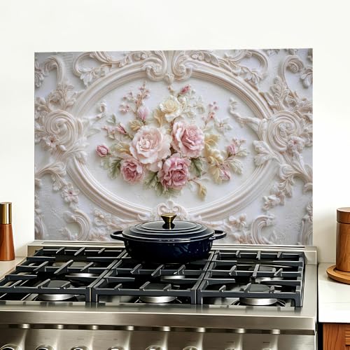 Image of Baroque Rose Kitchen Backsplash Peel and Stick, 35.4x23.6 in
