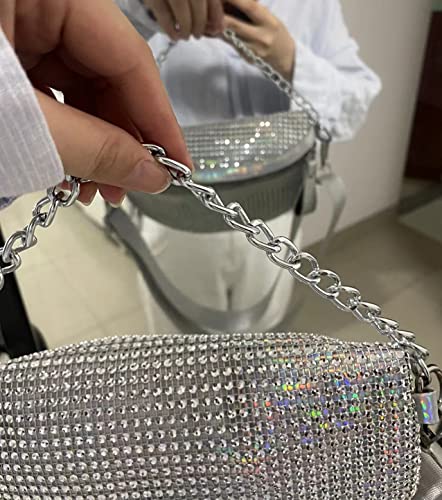 Pochete feminina de corrente grossa de couro xadrez, bolsa de ombro, bolsa transversal no peito, bol