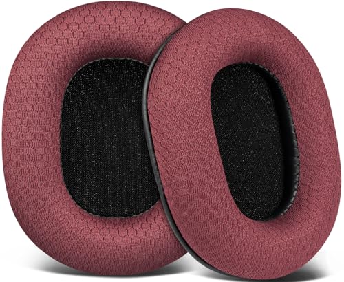 Image of SOULWIT Earpads Replacement for Audio Technica ATH M50X M50XBT M50RD M40X M30X M20X MSR7 SX1 Monitor Headphones, Ear Pads Cushions with Durable Mesh Fabric, High-Density Foam - Burgundy