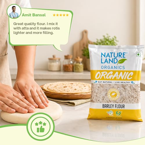 Image of NATURELAND ORGANICS Natureland Organic Barley Flour / Jau Flour 500 Gm - Healthy Organic Flour