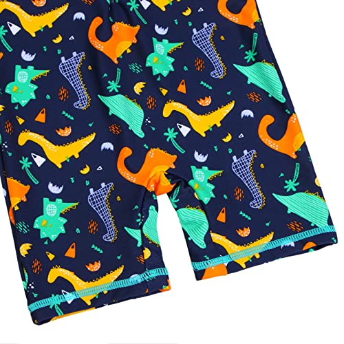 Image of HUAANIUE Toddler Boy Swimsuit Rashguard One-Piece Swimwear 0-6 Years | UPF 50+ sun protection, front zipper with chin guard, 4-way stretch quick-dry fabric, flatlock seams anti-chafing