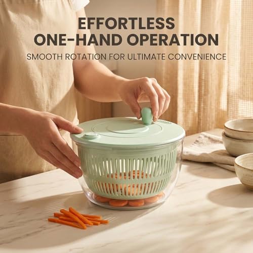 2026 Salad Spinner Vegetable Chopper, Multifunctional Vegetable Slicer & Food Shredder with 6 Blades, Manual Lettuce Dryer and Fruit Washer, Kitchen Prep Gadget for Salad, Fruits and Vegetables