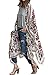 Hibluco Women's Sheer Chiffon Floral Kimono Cardigan Long Blouse Loose Tops Outwear (Large, K 9)