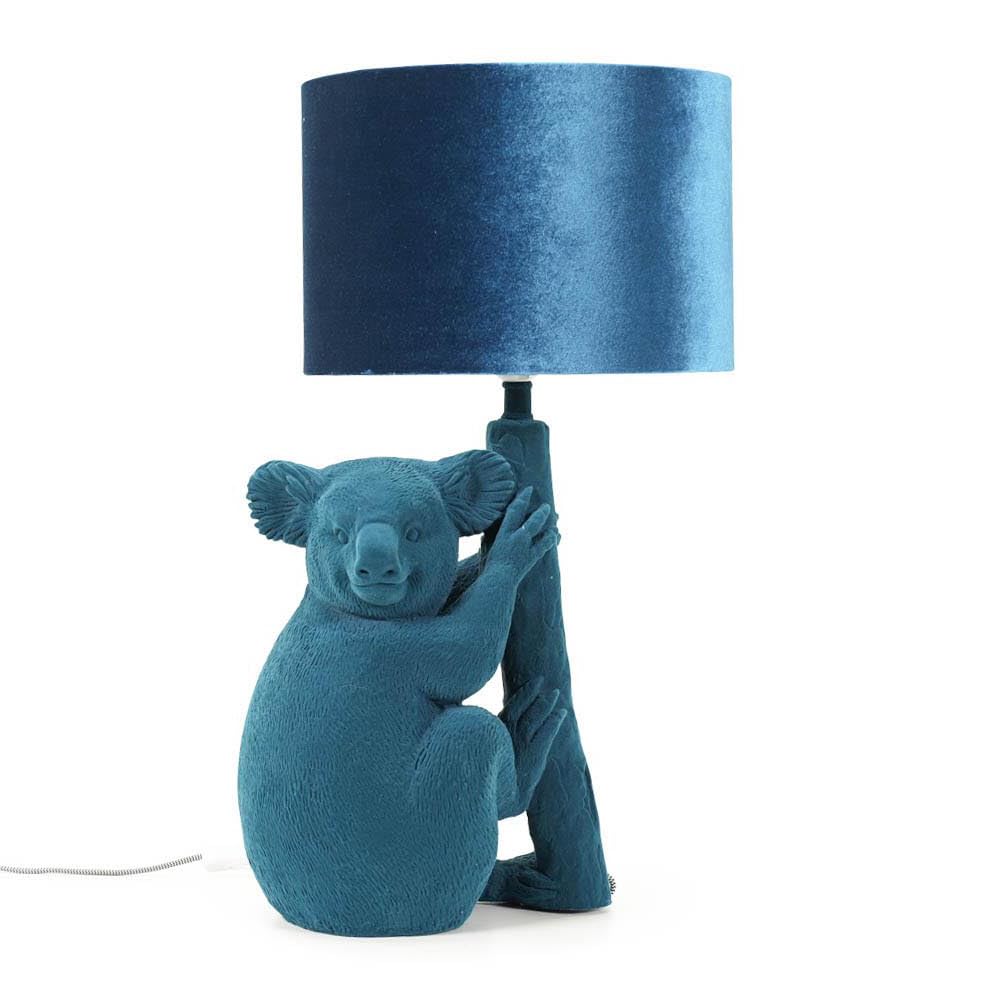Valuelights Koala | Teal Velvet Bedside Table Lamp With A Drum Lampshade | Table Lamps, Home Décor & Improvement Essential | Includes 1X 4W Led E27 Light Bulb With 2700K Colour Temperature