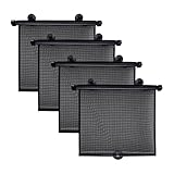 EcoNour Car Window Shades (4 Pack) | Retractable Roller Sunshade for Kids | Baby Window Shades for Offers Impeccable Sun Protection | Curtain Shades for Privacy Blackout | 15