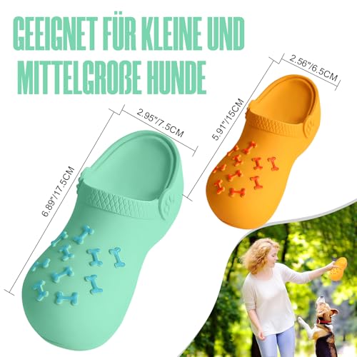 HYSHLC 2PCS Hundespielzeug Unzerstörbar, Quietschspielzeug Hund Interaktives Spielzeug, Hundespielzeug Pantoffel Intelligenz Set für Kleine und Mittelgroße Hunde zum Kauen und Jagen, Gelb Grün