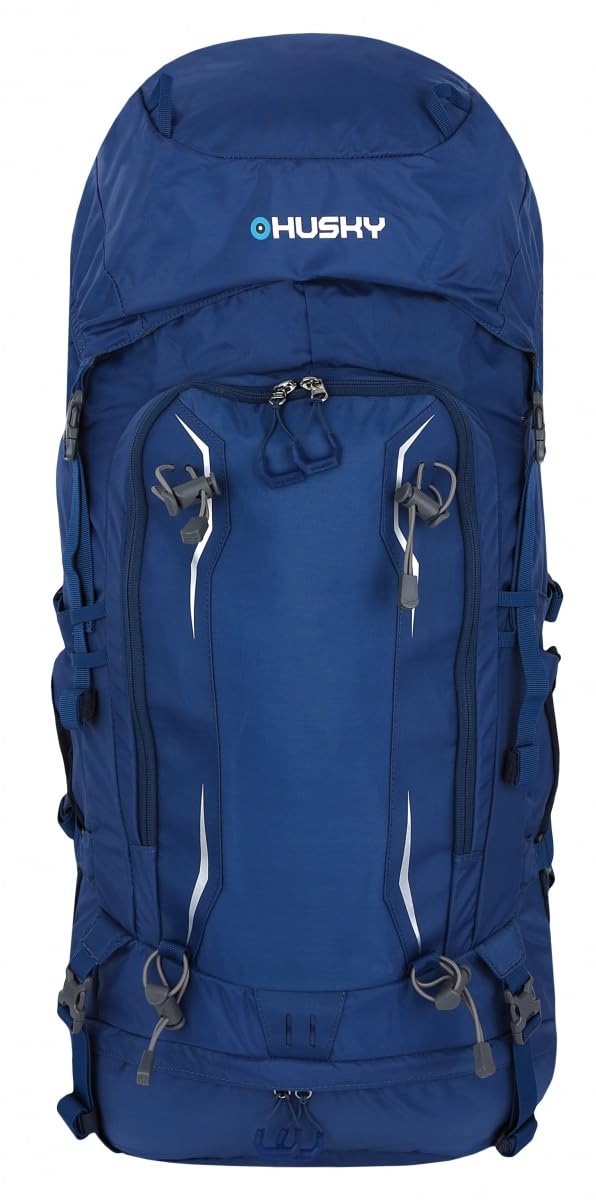 Husky Expeditionsrucksack 70L – Ultraleichter & Robuster Trekkingrucksack mit Verstellbarem Rückensystem, Viel Stauraum & Regenhülle für Abenteuer & Reisen (Ranis, Blau)