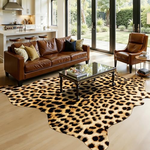 AROGAN 8 x 10 Western Faux Leopard Rug, Large Animal Print Cheetah Rug