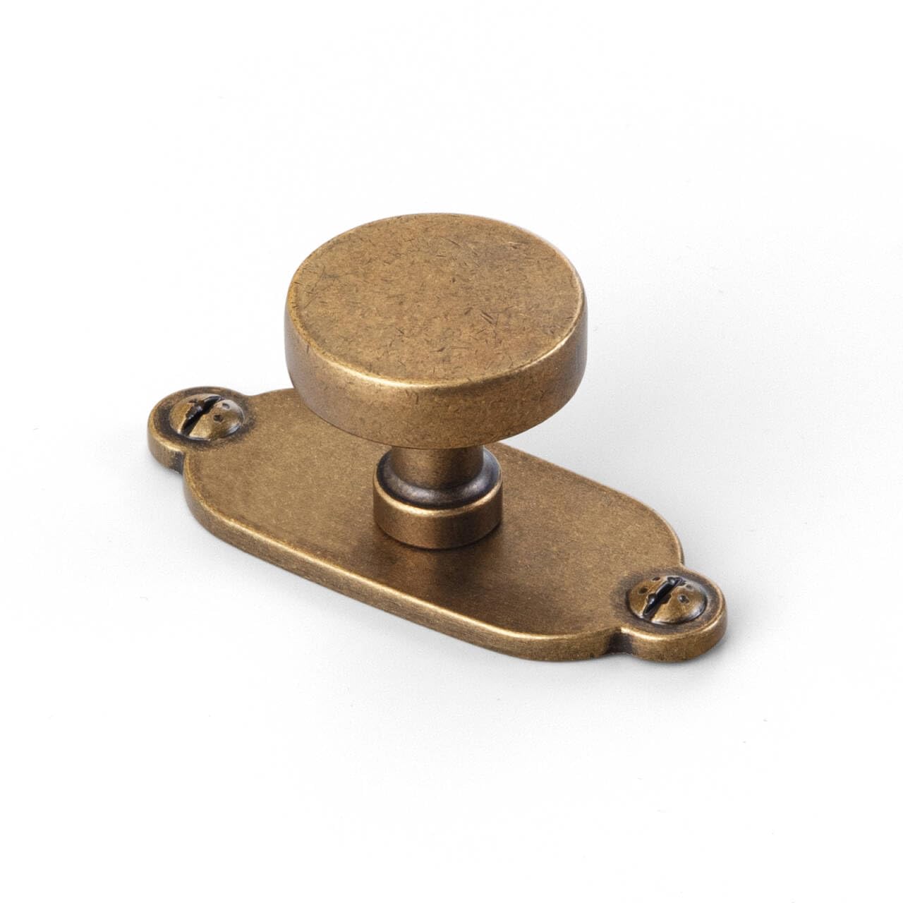 Goo-Ki 6 Pack Antique Brass Cabinet Knobs with Backplate Zinc Alloy Kitchen Hardware - Vintage Brass Bar Drawer Knobs Single Hole/Screw Cabinet Pulls