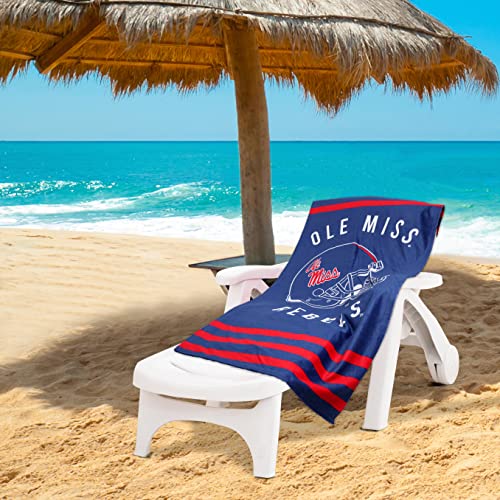 Northwest NCAA Stripes Beach Towel, 30" x 60" Mississippi Rebels