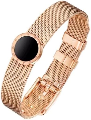 VIEN® Adjustable Roman Numerals Simple Bracelet Black Shell Jewelry Stainless Steel Belt Buckle