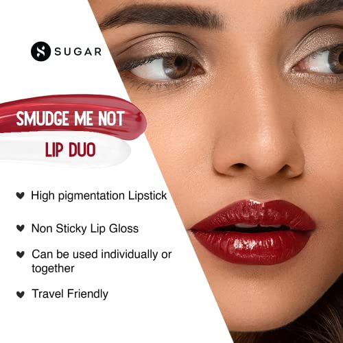 Image of SUGAR Cosmetics - Smudge Me Not - Lip Duo - 02 Brink of Pink (Plum Rose) - 3.5 ml - 2-in-1 Duo Liquid Lipstick with Matte Finish and Moisturizing Gloss