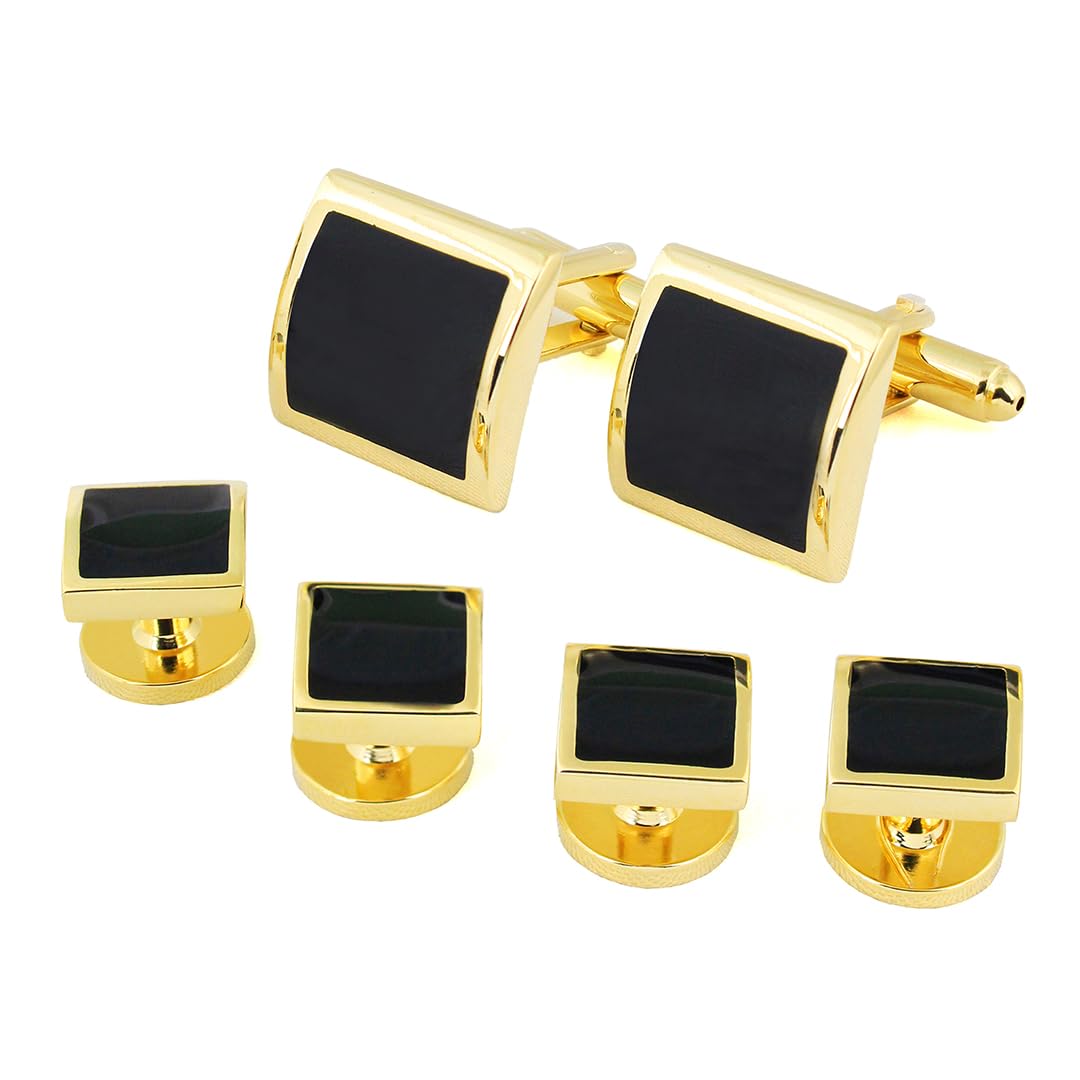 Crystal Studded Black Colored Brass Shirt Studs Set sFor Men-image-42