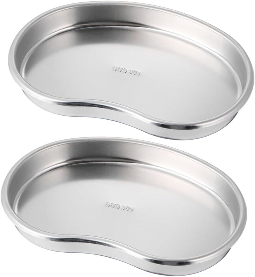 SOLUSTRE 2Pcs Stainless Steel Dentist Tray Curved Tray for Beauty Salon Tooth Extraction
