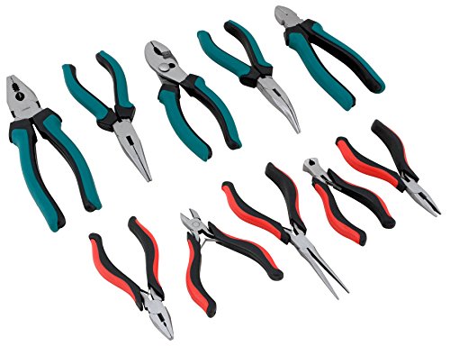 Performance Tool W30715 Pliers Combination Set With Storage Case | Needle Nose, Diagonal, Full-Size Pliers, And More With Cushioned Ergonomic Grips (10-Piece) #TOP1